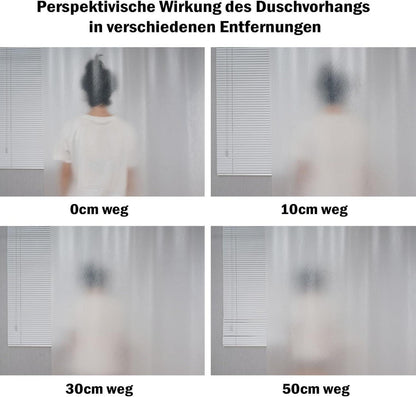 Duschvorhang Transparent Weiß 240x200 mit Magneten und Haken