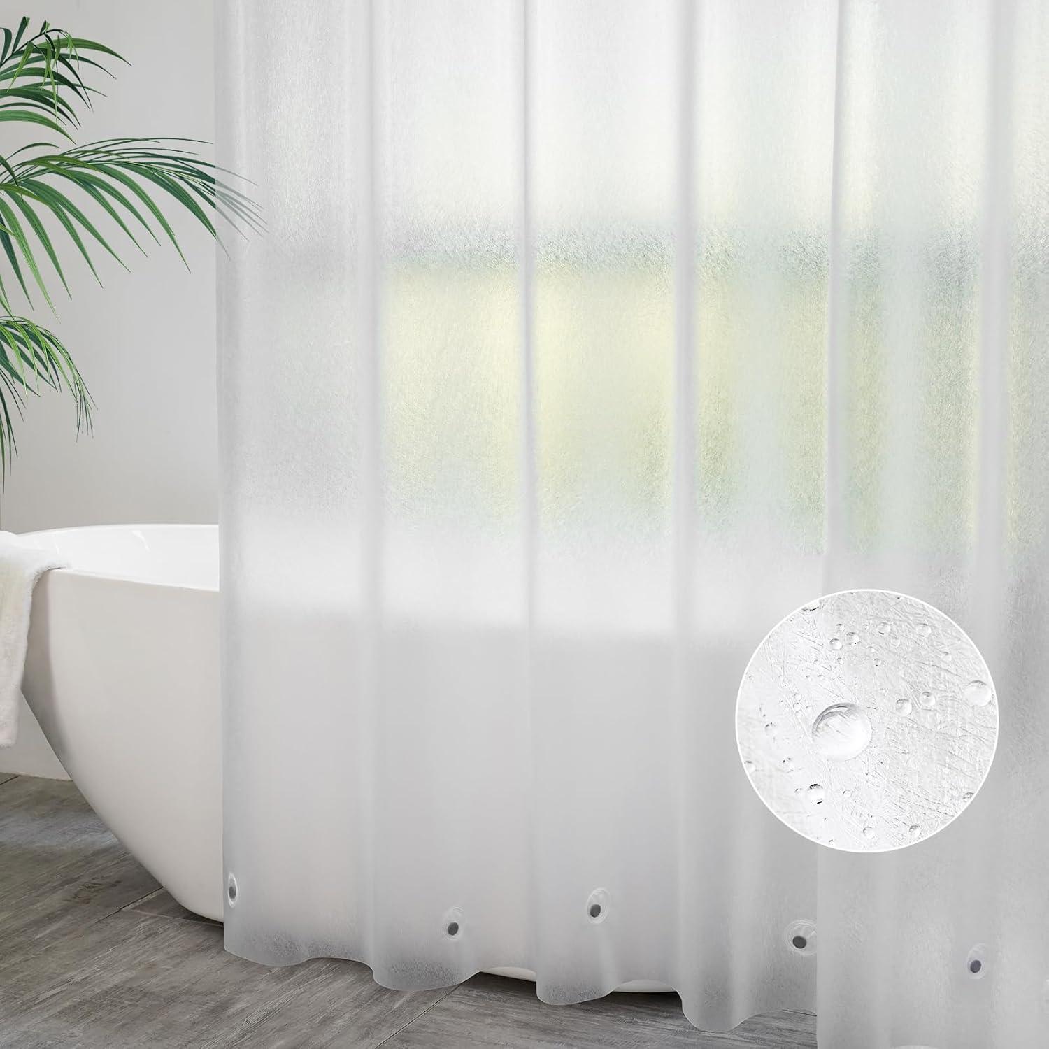 Duschvorhang Transparent Weiß 200x200 mit 5 Gewicht Magnete, 14 Haken
