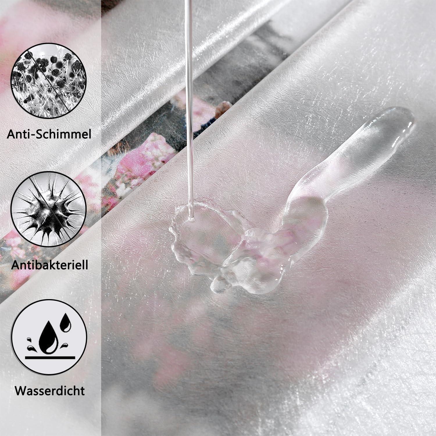 Transparenter Duschvorhang 200x200 Weiß mit 5 Magneten, 14