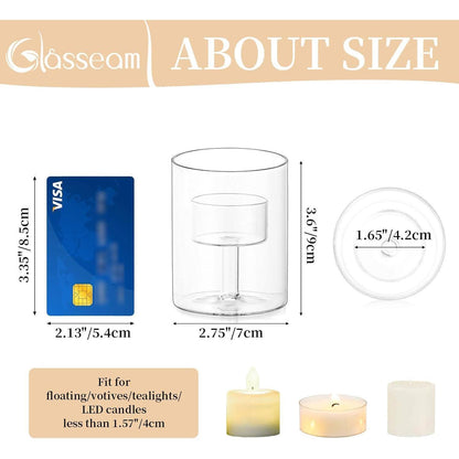 Teelichthalter Glas Zylinder Set 24 Stück Vintage für Hochzeiten & Partys