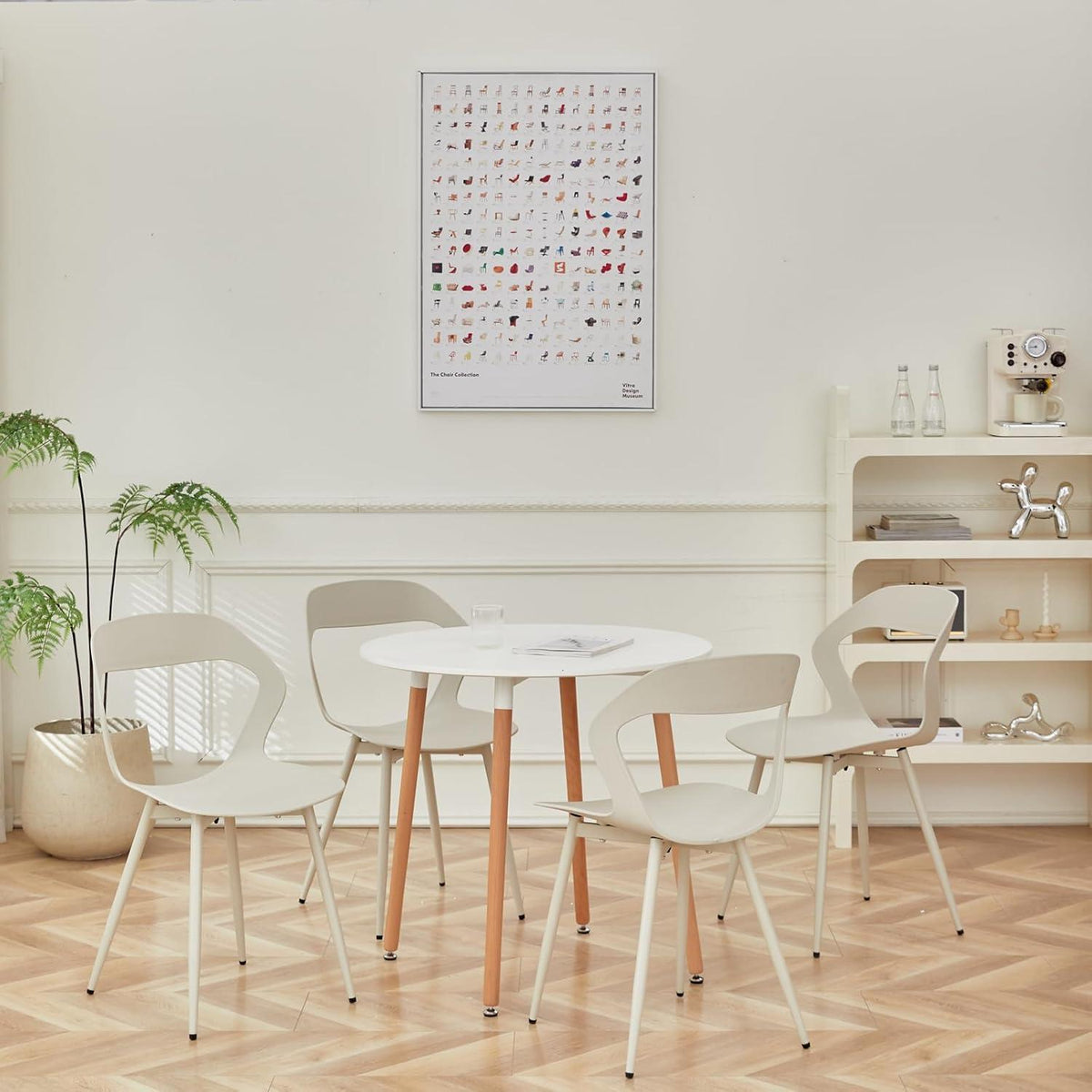 Moderner Esszimmerstuhl Set (4x) – Beige, Skandinavisch & Ergonomisch