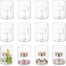 Teelichthalter Glas Zylinder Kerzenhalter Set Weihnachten Tischdeko