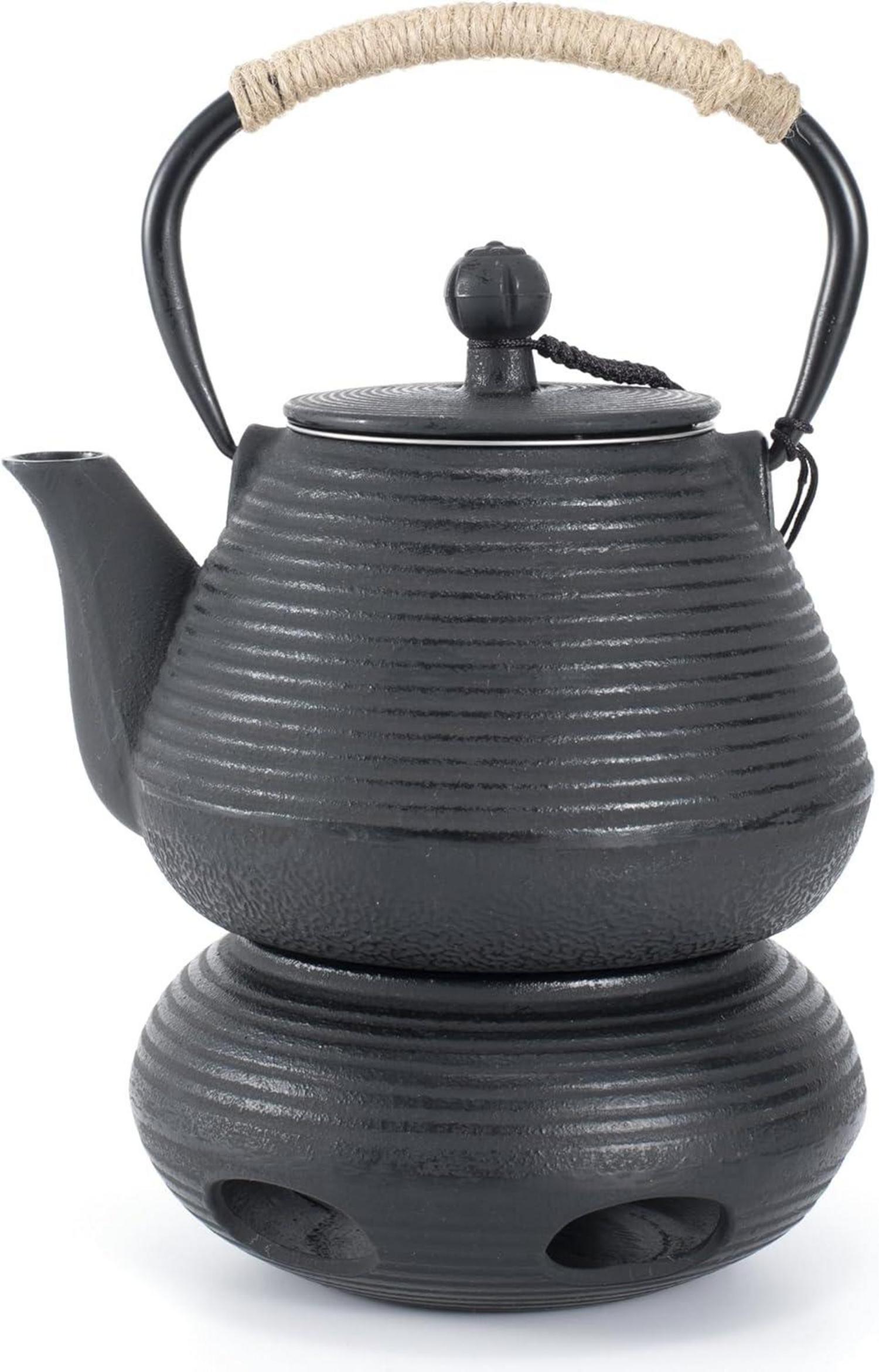 Gusseisen Teekanne mit Warmhalter und Teesieb, 1000 ml, emaillierte