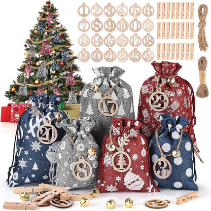 24 Adventskalender Stoffsäckchen DIY Weihnachtskalender