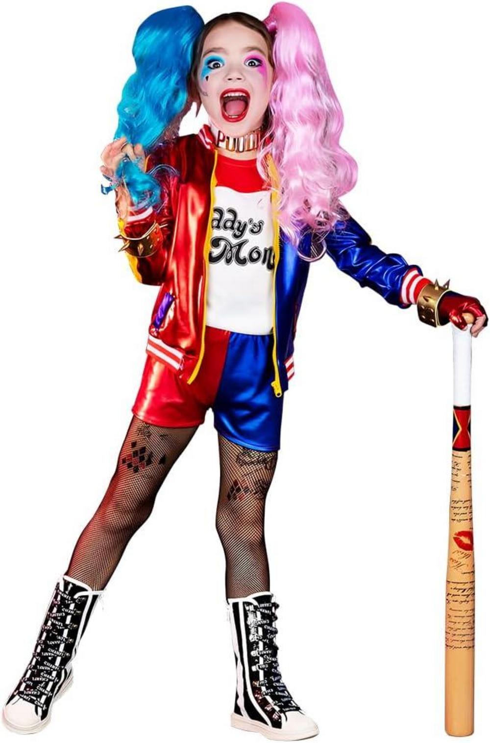 BIQIQI Quinn Cosplay Kostüm Mädchen Halloween Karneval Joker 130-150 cm