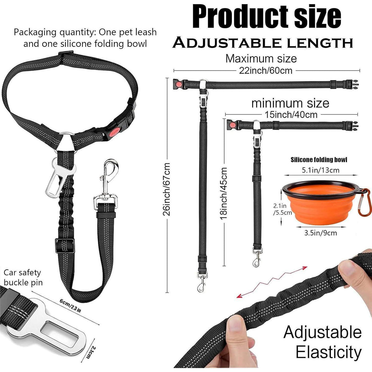 Hundesicherheitsgeschirr & Napf Set für Auto – 1+1