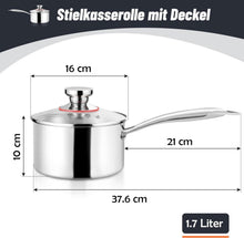 Herogo Stielkasserolle 16 cm Edelstahl Milchtopf Induktion