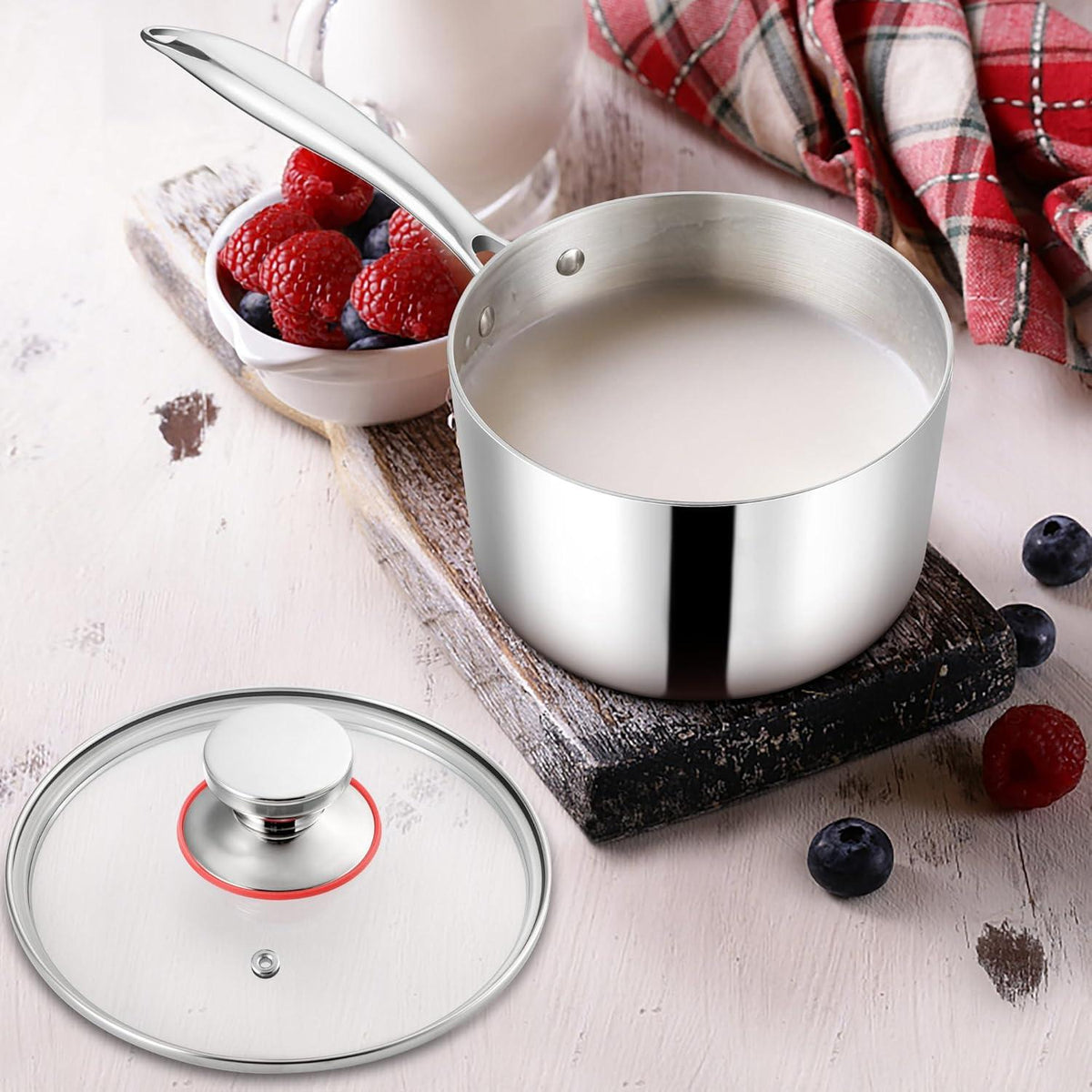 Herogo Stielkasserolle 16cm Edelstahl Induktion Milchtopf 1,7L