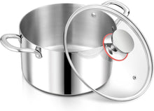 Edelstahl Kochtopf mit Glasdeckel Ø 22 cm 5 L Induktion Unbeschichtet