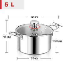 Edelstahl Kochtopf mit Glasdeckel Ø 22 cm 5 L Silber poliert
