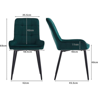 Samt Esszimmerstühle 2er Set – Gepolstert, Grün