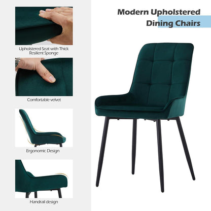Samt Esszimmerstühle 2er Set – Gepolstert, Grün