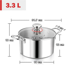 Edelstahl Kochtopf mit Glasdeckel Ø 20 cm 3,3 L - Gesund