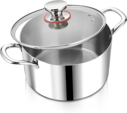Edelstahl Kochtopf mit Glasdeckel Ø 24 cm 5,6 L Induktion