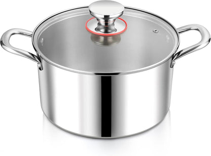 Edelstahl Kochtopf mit Glasdeckel Ø 26cm 6,7L Induktion