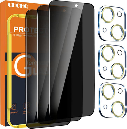 3er Set Datenschutzglas für iPhone 15 Kamera HD Blickschutzfolie Bis
