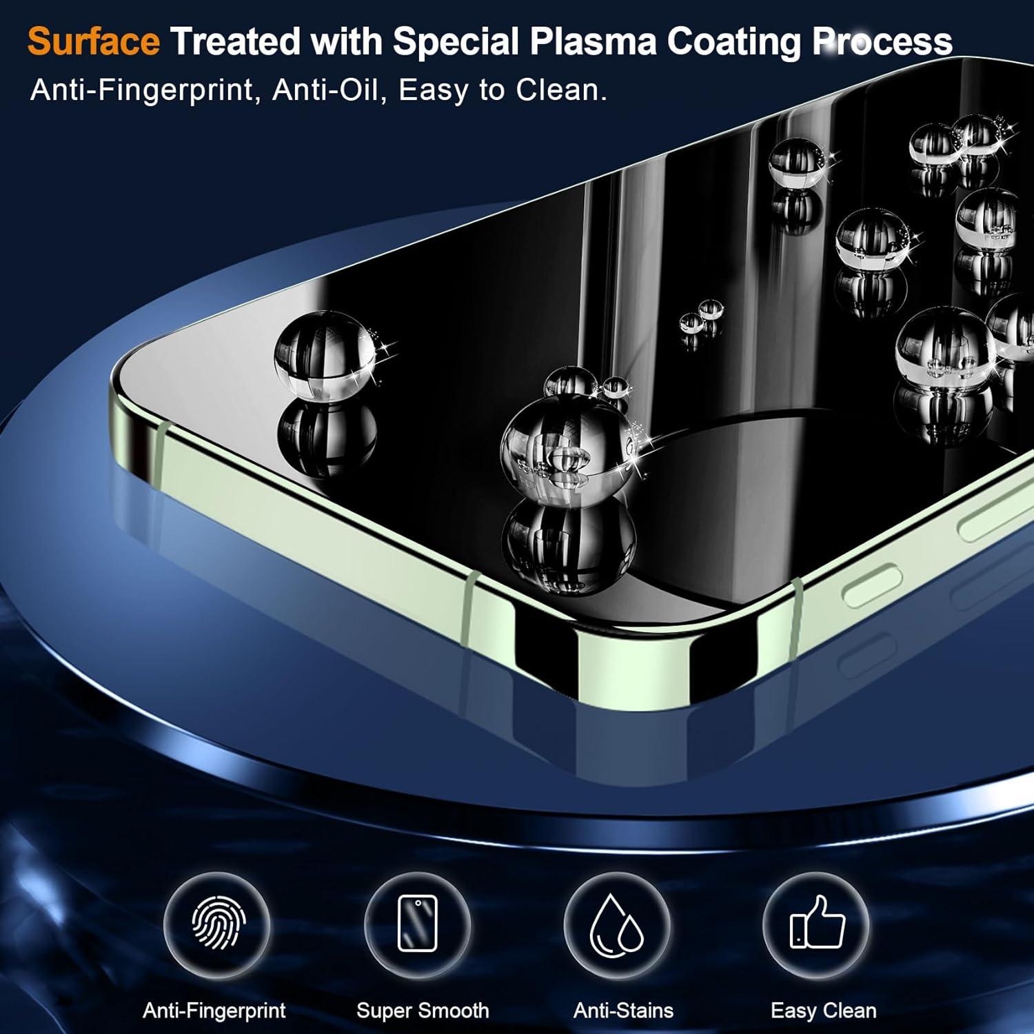 Panzer Schutz Glas iPhone 15 Plus 6,7 Zoll 3 Stück - Ultra-Klar 9H Härte Anti-Kratzer Blau