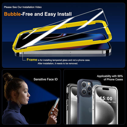 Panzer Schutz Glas + Kameraschutz für iPhone 15 Pro 6,1 Zoll - 3 Stück