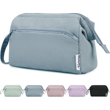 Kulturtasche Damen mit Weit Offenem Design, Graublau