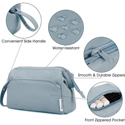 Kulturtasche Damen mit Weit Offenem Design, Graublau