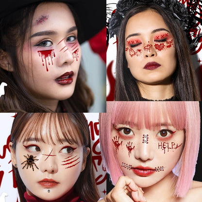 Halloween Fake Tattoos Set 260 Stück Temporäre Blutige Narben Halloween Tattoos