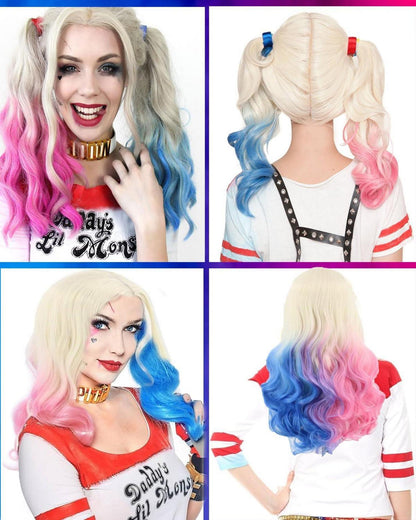 BIQIQI Quinn Cosplay Kostüm Perücke Zubehör Set Suicide Squad