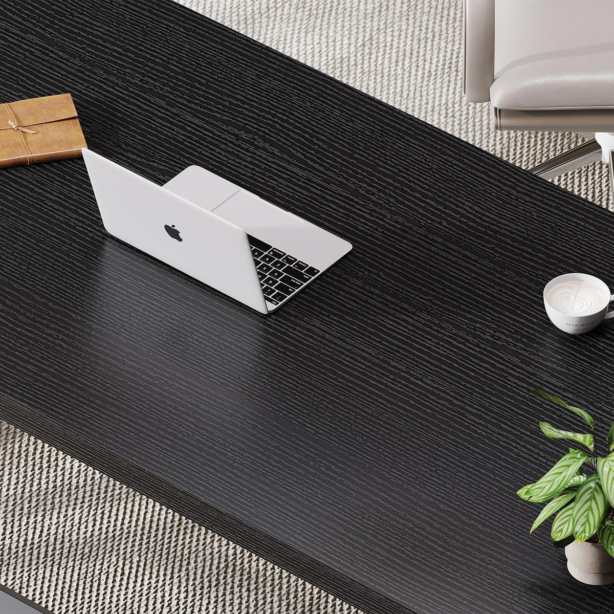 Schreibtisch Metall Holz 152cm Schwarz | Moderner Arbeitsplatz mit viel Platz