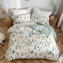 Bettwäsche 100% Baumwolle Pflanzenmuster Leinenartigem Griff ÖkoTex