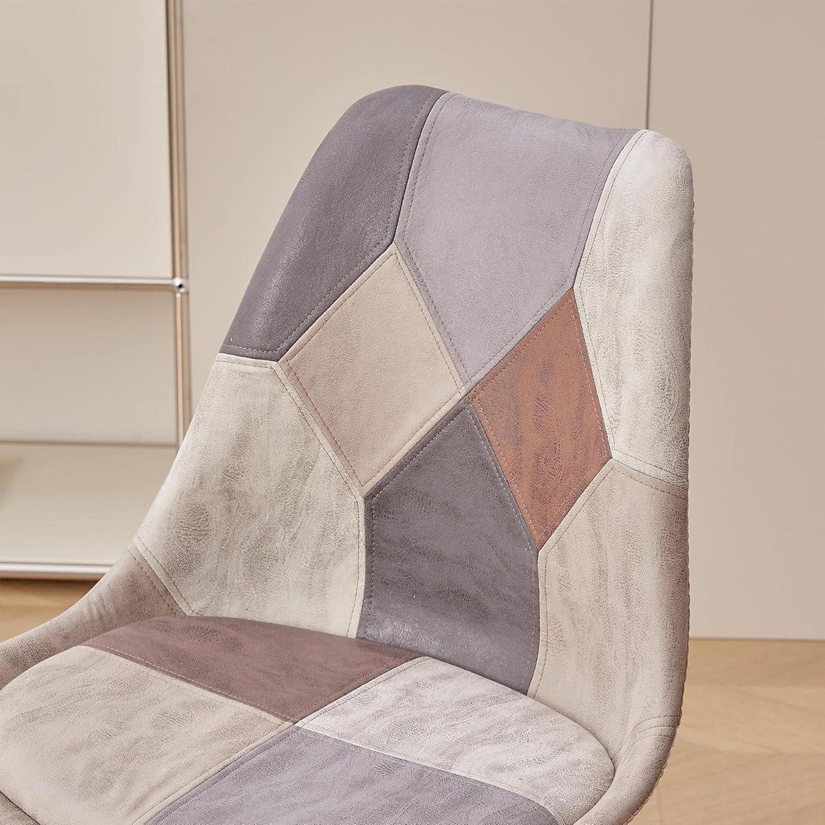 Patchwork Esszimmerstühle Set (Hellbraun) mit Sitzkissen