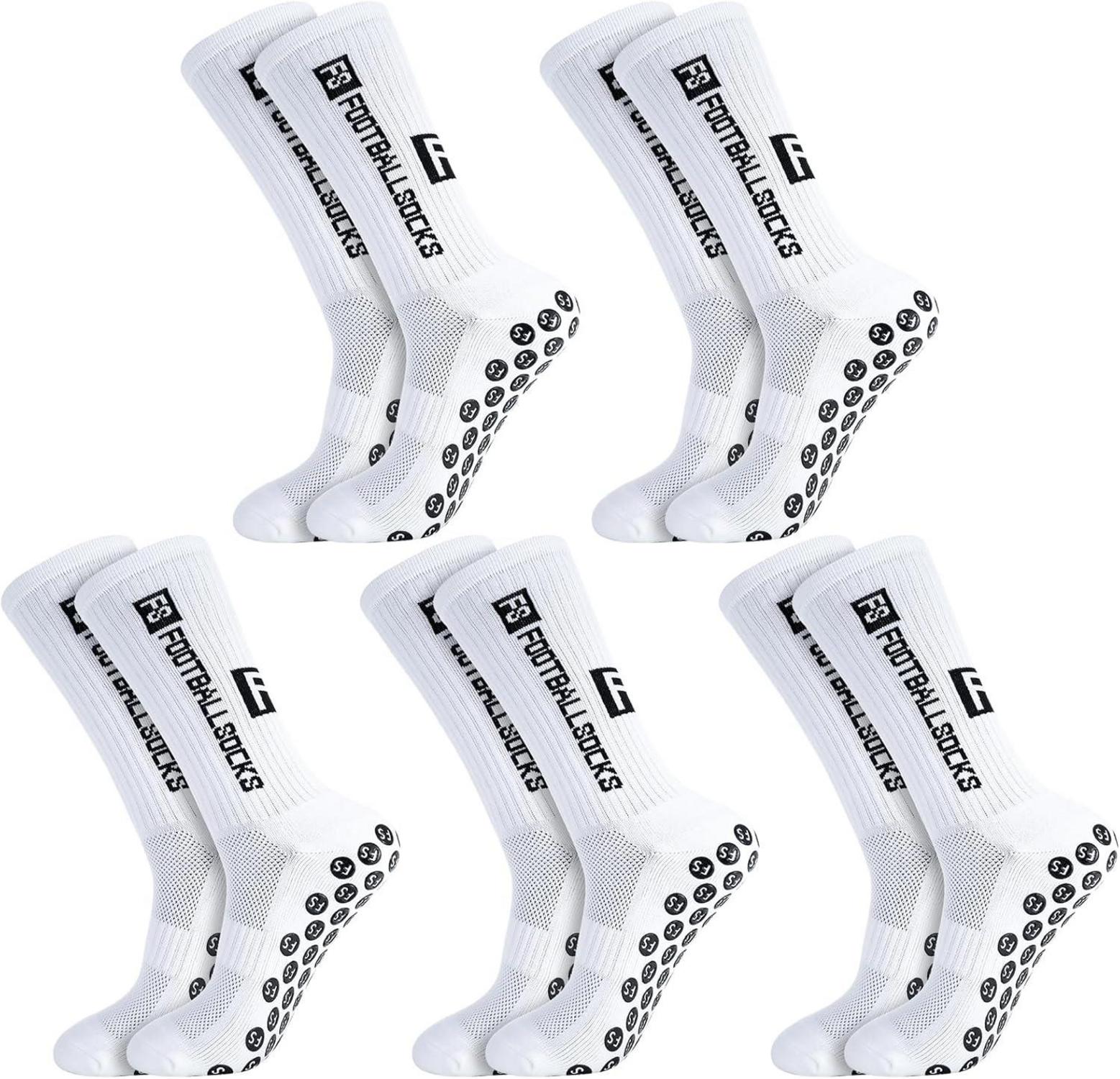 5er Pack Fußballsocken für Herren Damen, Anti-Rutsch Sportsocken
