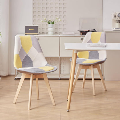 Patchwork Esszimmerstühle Set (2) - Gelb mit Sitzkissen