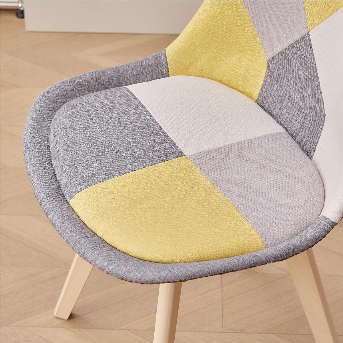 Patchwork Esszimmerstühle Set (2) - Gelb mit Sitzkissen