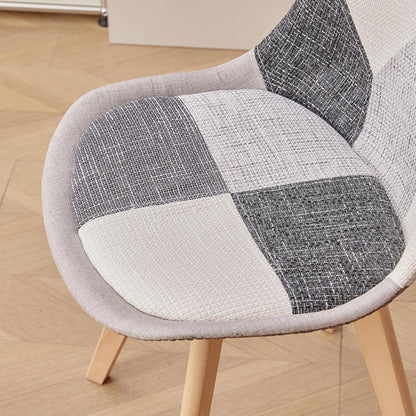 Patchwork Esszimmerstühle Set (8) – Grau & Abnehmbare Kissen