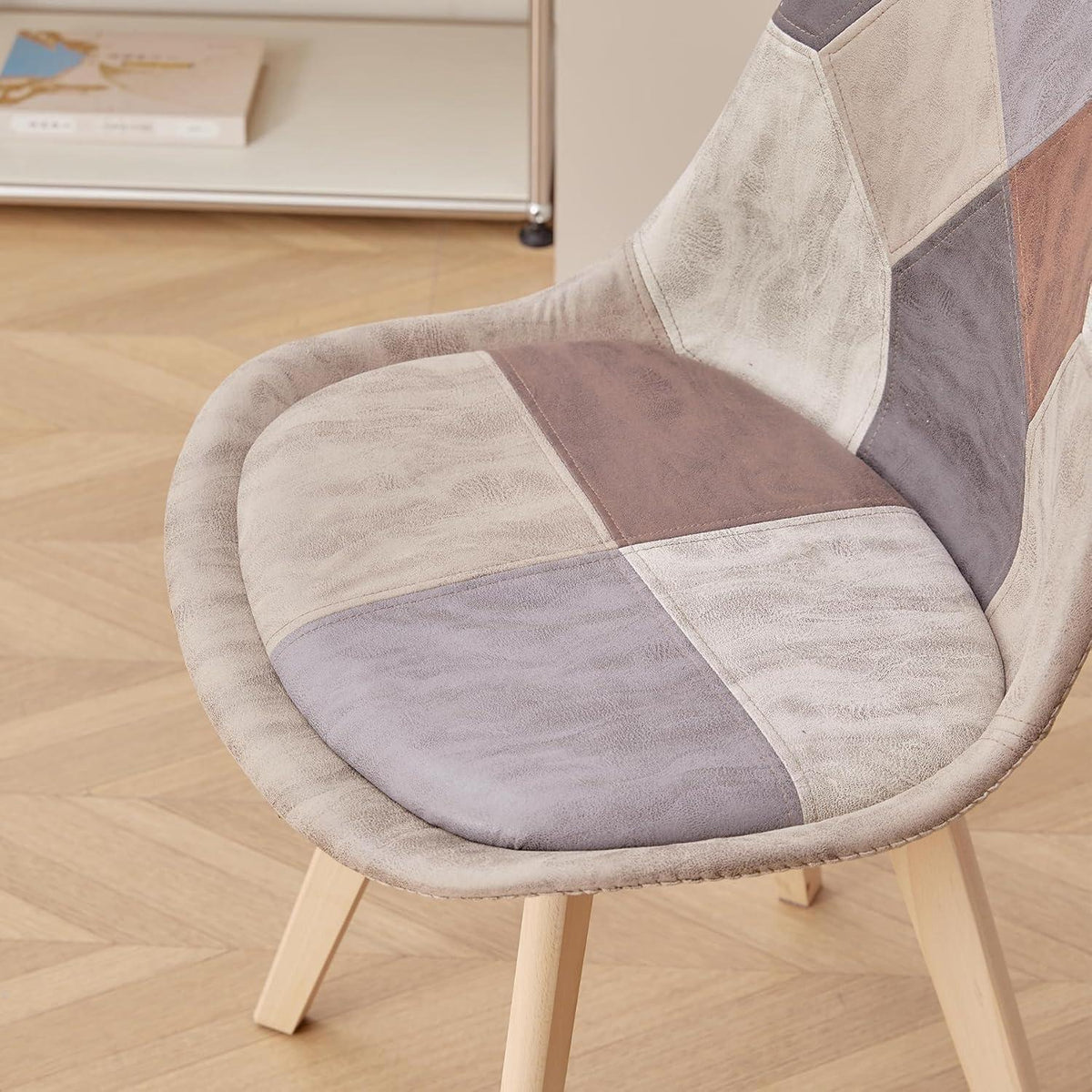 Patchwork Esszimmerstühle Set (Hellbraun) mit Sitzkissen