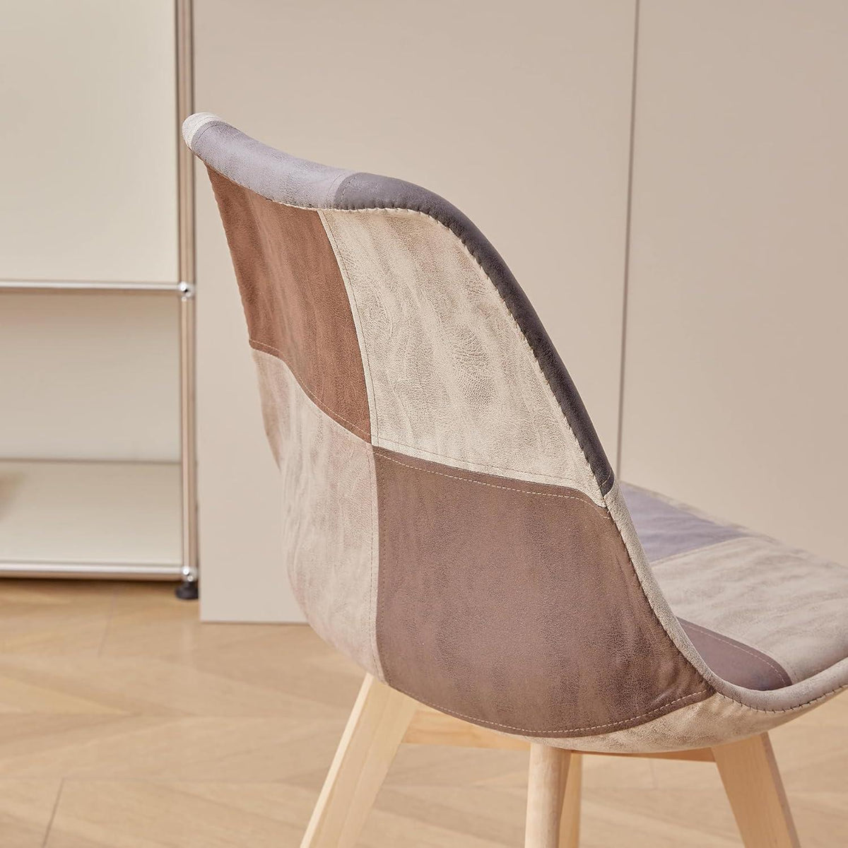 Patchwork Esszimmerstühle Set (Hellbraun) mit Sitzkissen