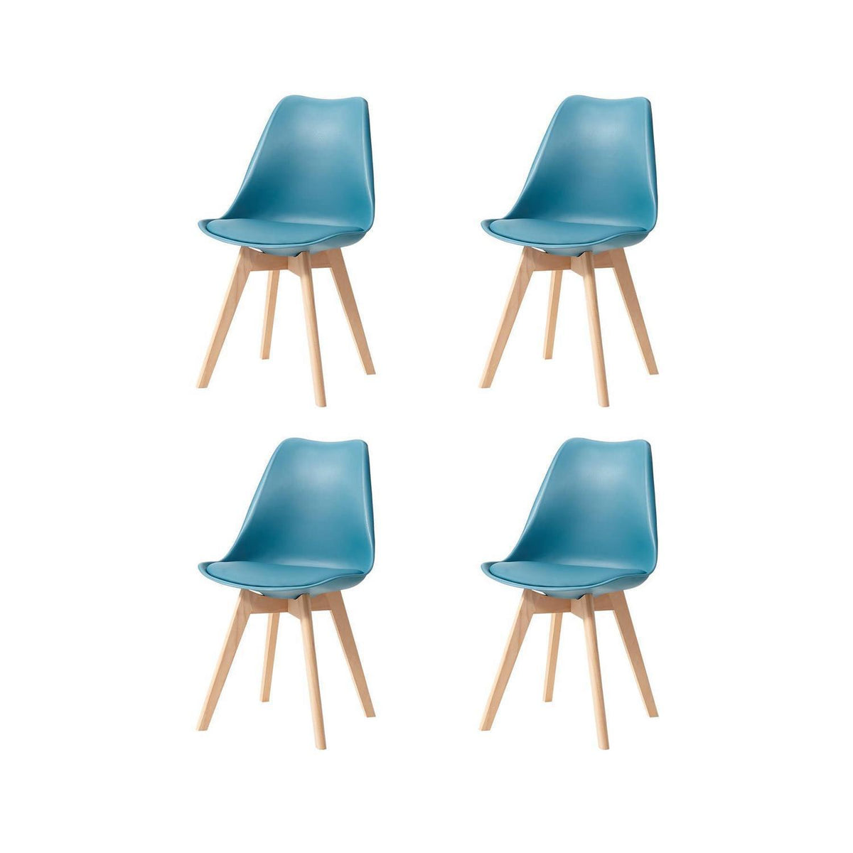 Esszimmerstuhl Set 4er-Pack, Grün – Massivholzbeine & Abnehmbares Kissen
