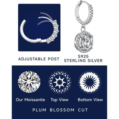 Moissanit Creolen Silber 925 Anhänger 2 Karat Diamant