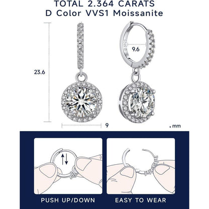 Moissanit Creolen Silber 925 Anhänger 2 Karat Diamant
