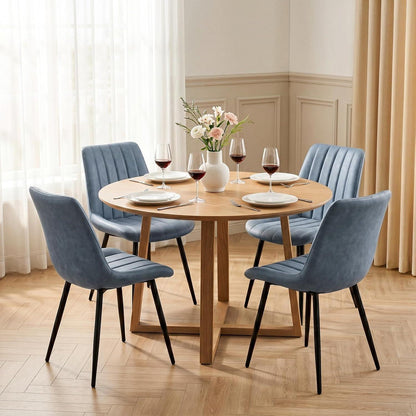 Esszimmerstühle Kunstleder 4er Set Blau mit Metallbeinen