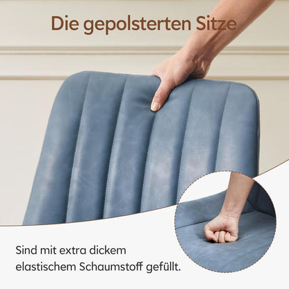 Esszimmerstühle Kunstleder 4er Set Blau mit Metallbeinen