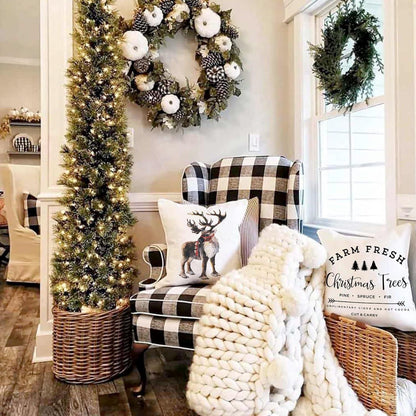 Weihnachts Kissenbezüge 40x40 Leinen 4er Set für Sofa Schlafzimmer