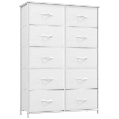 Kommode mit 10 Stoffschubladen, Weiß – Schlafzimmer Organizer