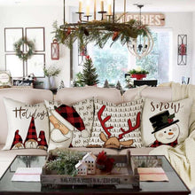 Weihnachtskissenbezug Leinen 50x50cm 4er Set Sofa