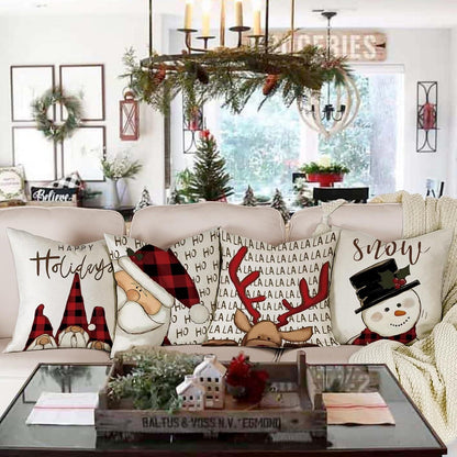 Weihnachtskissenbezug Leinen 50x50cm 4er Set Sofa