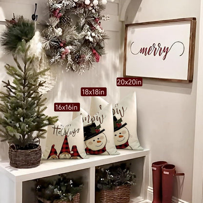 Kissenbezug Weihnachten 50x50 Leinen 4er Set Deko Sofa Schlafzimmer