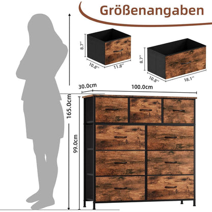 Kommode mit 9 Stoffschubladen – Schlafzimmer Organizer