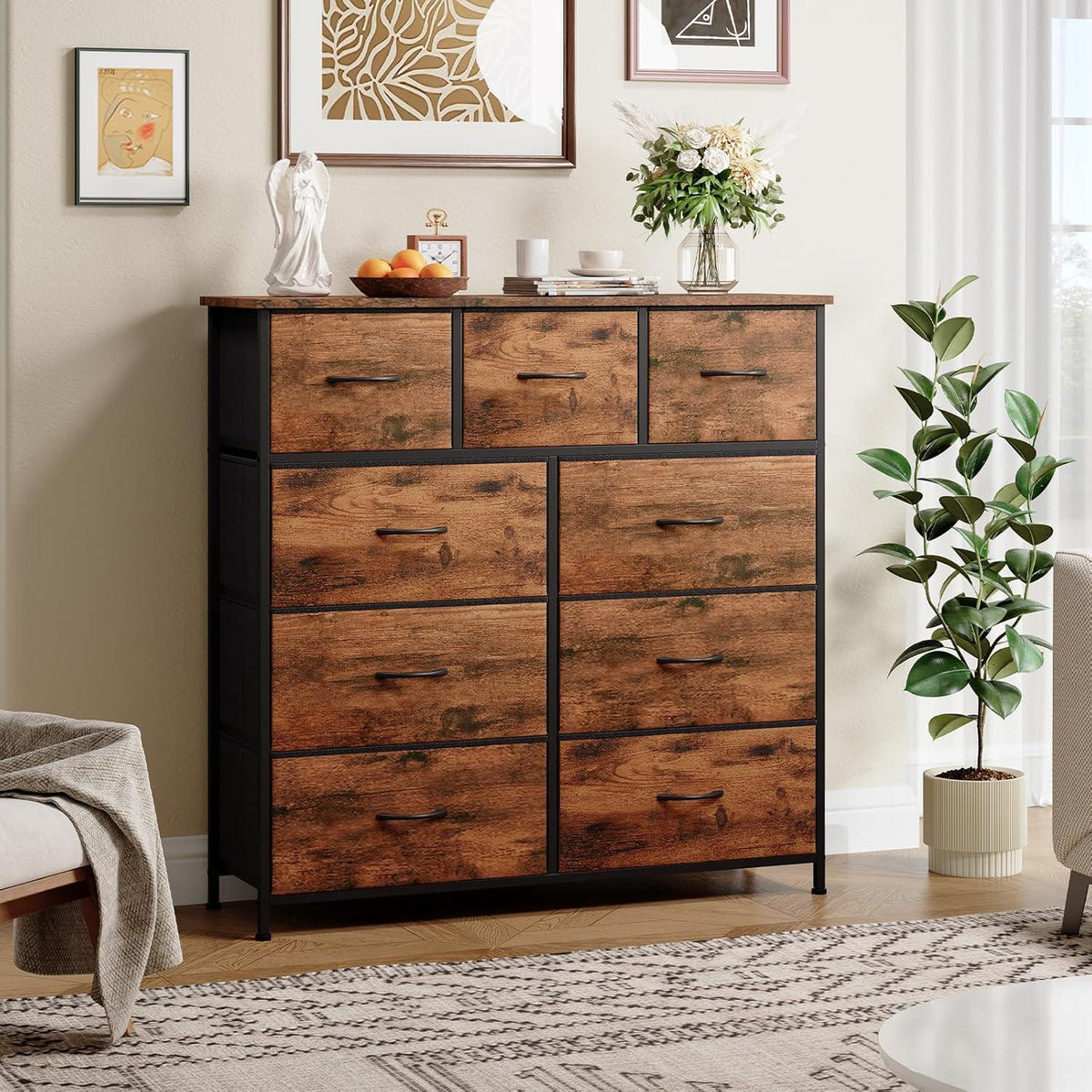 Kommode mit 9 Stoffschubladen – Schlafzimmer Organizer