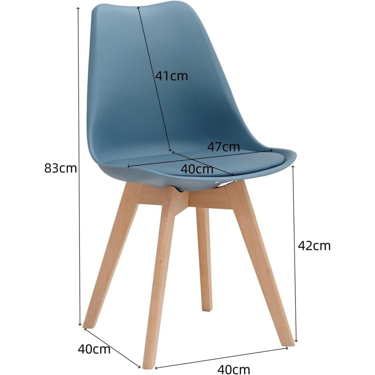 Esszimmerstuhl Set Blau (4er) – Massivholz & Abnehmbar