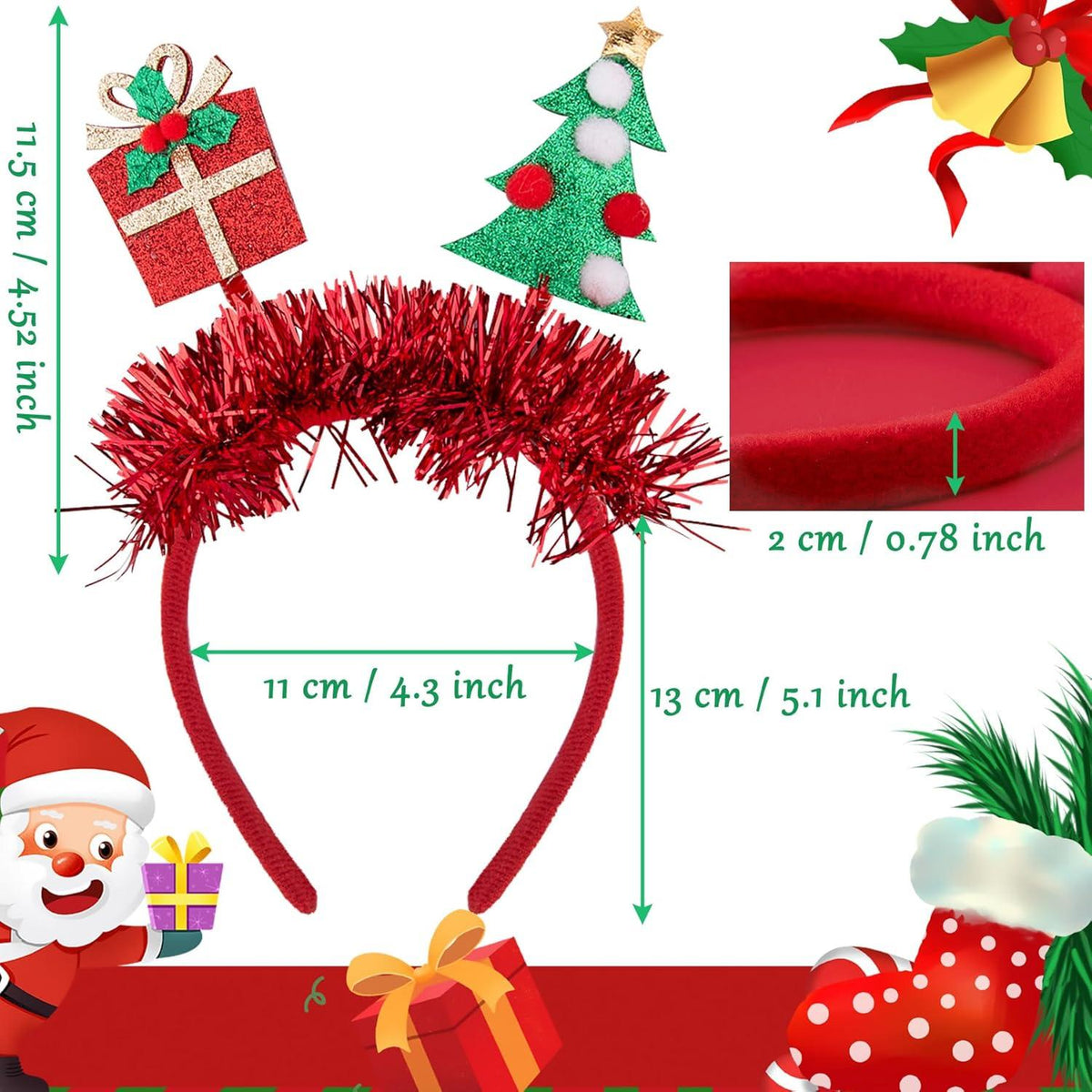 SIQUK 12 Stück Weihnachten Haarreifen und Brillen Rahmen Set