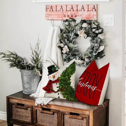 Kissenbezug Weihnachten Set Dekokissen Leinen Couch 40x40 cm